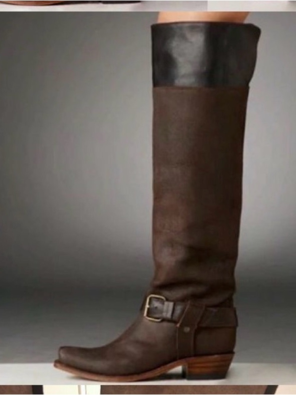 Frye Deena Rare Vintage Brown Suede Leather Rugged Harness Riding Tall Boots. 7M